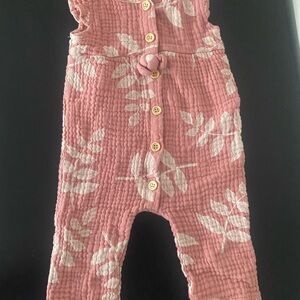 Pink Leaf Patterned Baby Romper 6-9 months